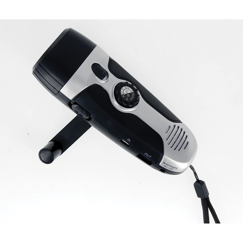 SAMPLE -Blackout Beacon 4-in-1 Hand Crank Emergency Radio - Black/Silver
