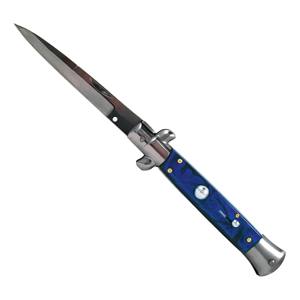 Blue Marble Godfather Elegance + Stiletto Automatic Knife - Glossy Finish