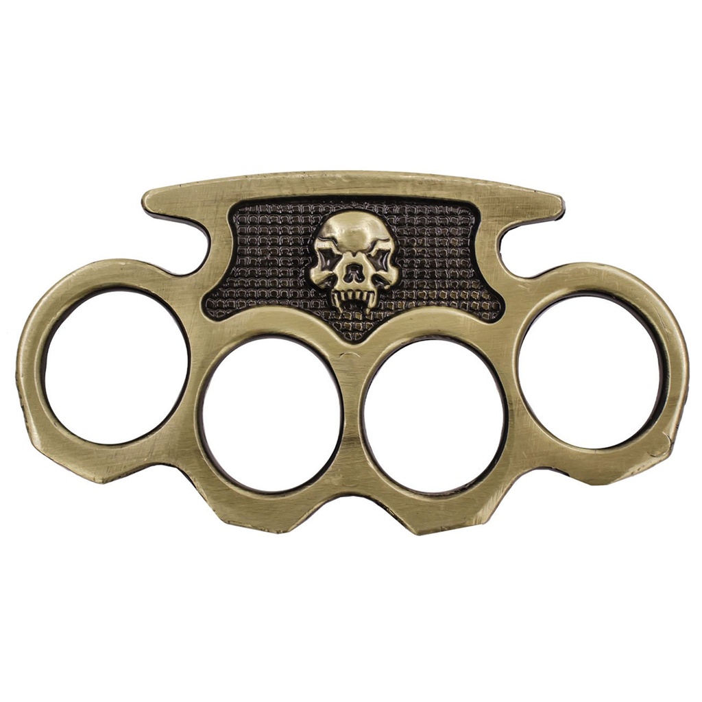 Skull Emblem Heritage Brass Knuckle - Antique Brass