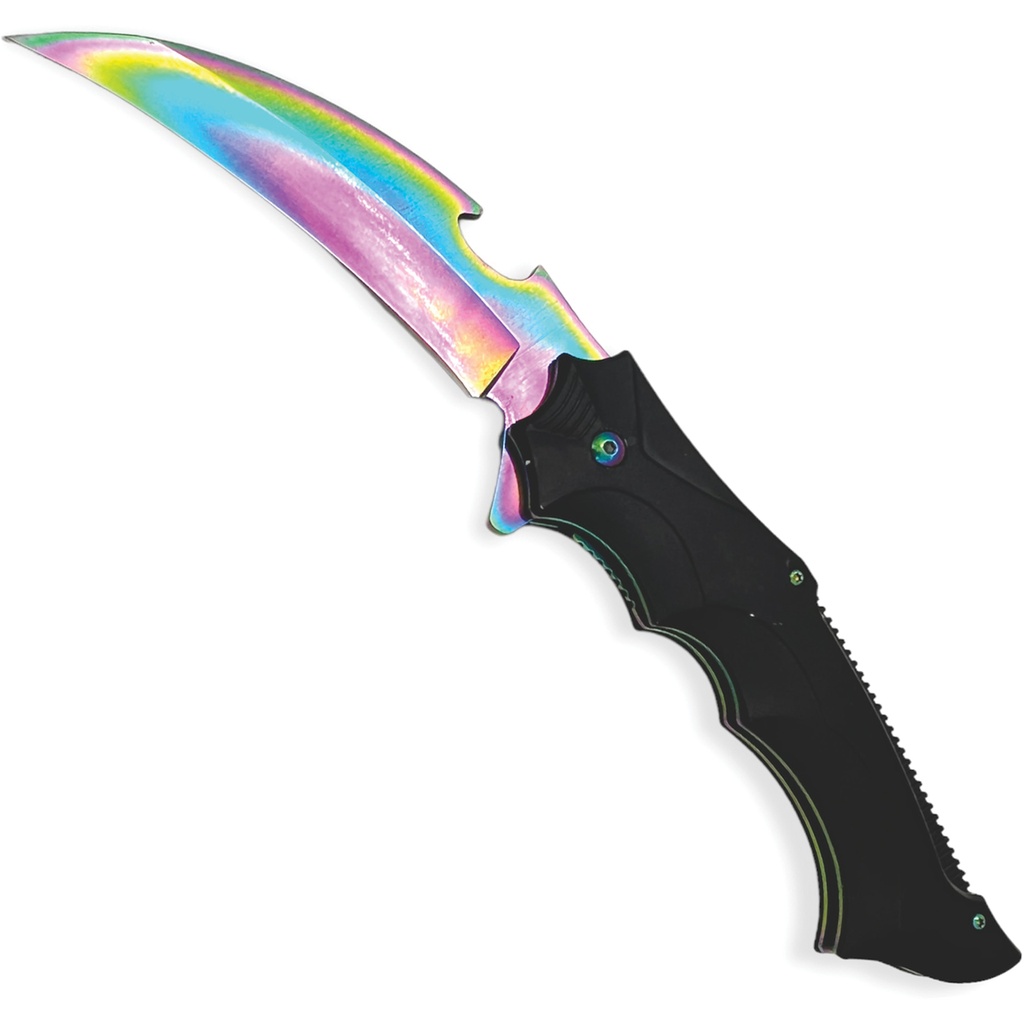 Night Claw Iridescent Talon Spring-Assisted Karambit - Rainbow/Black