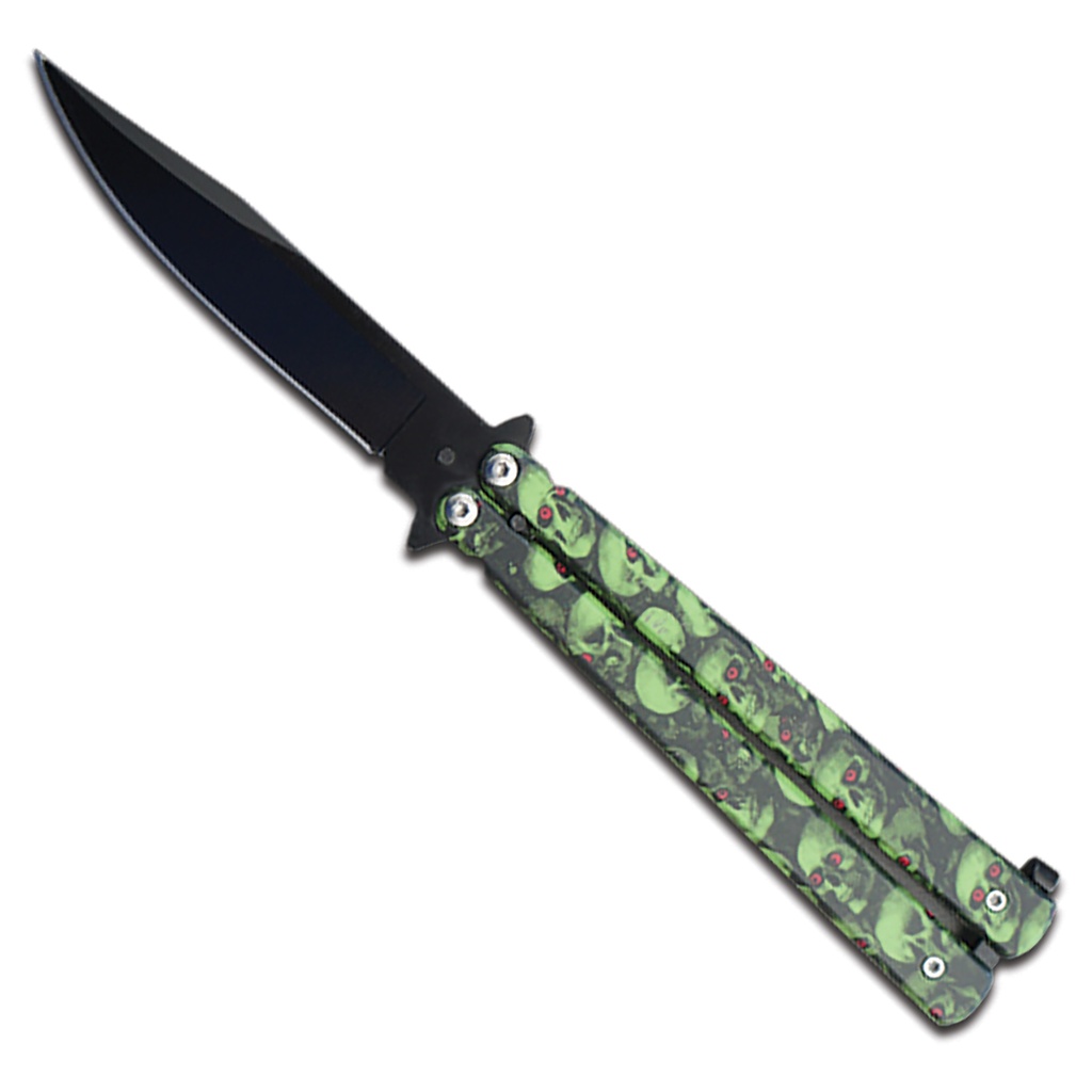 Outbreak Glide Butterfly Knife - Zombie Green Black Blade