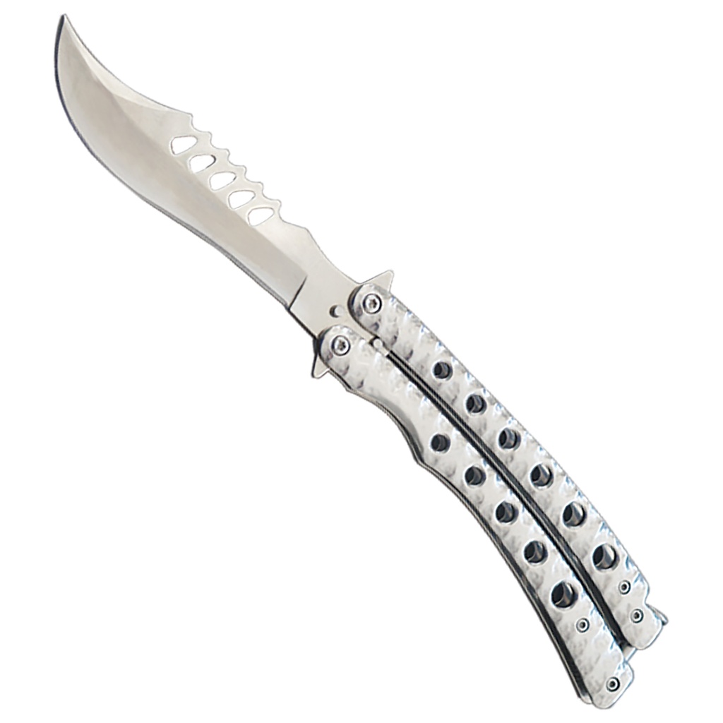 RidgeGrip Recurve Butterfly Knife - Silver