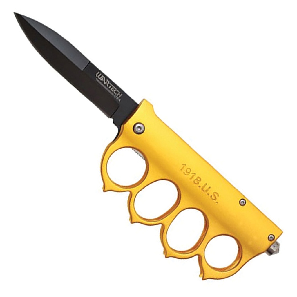 1918 Heritage Knuckle-Guard Assisted Trench Knife - Gold