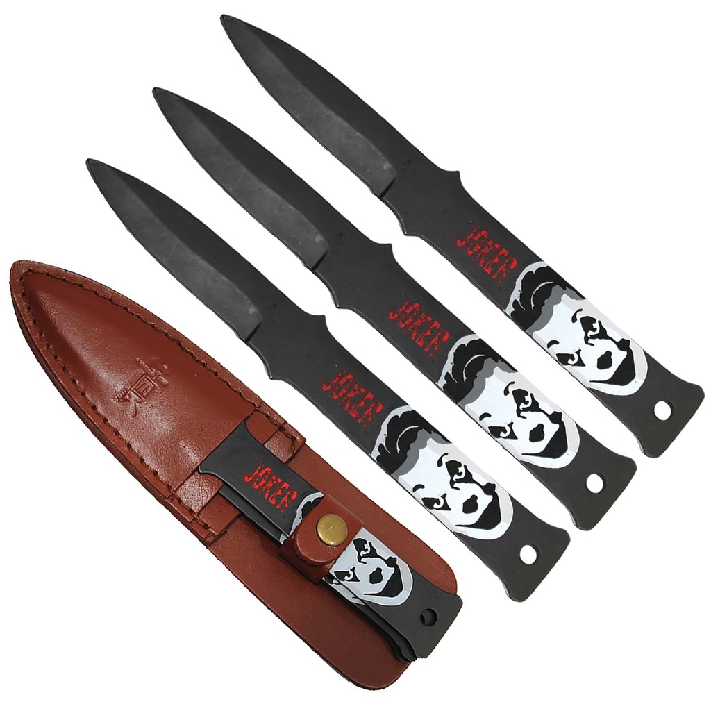 Joker Mark Target-Balanced Throwing Knife Set - Matte Black