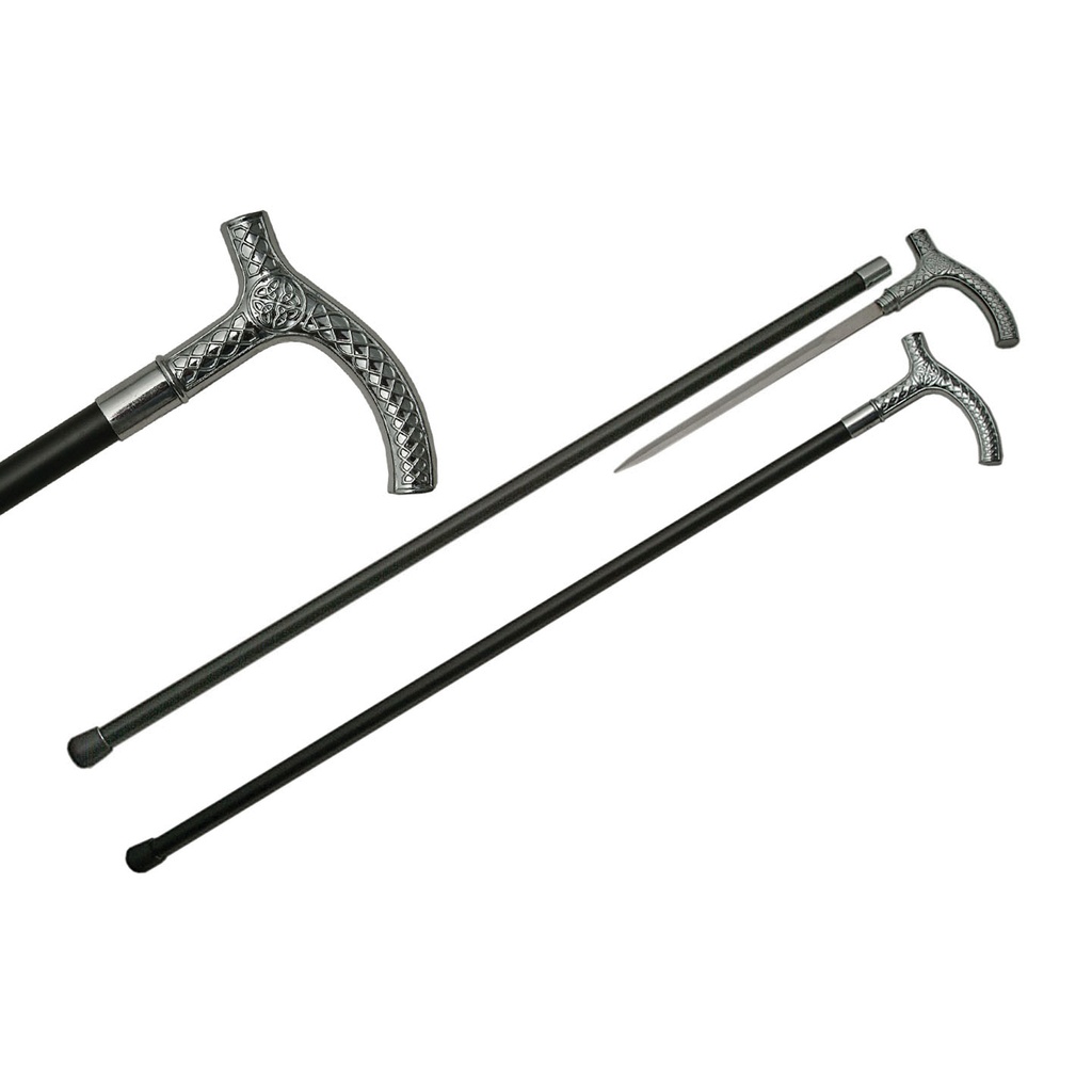 Celtic Heritage Hidden-Blade Sword Cane - Mirror Polished Aluminum