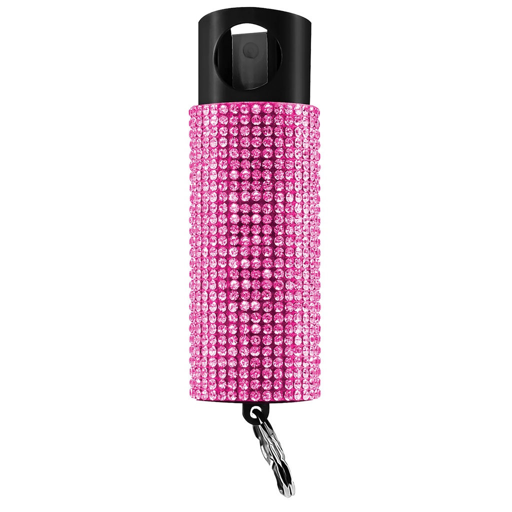 Glam Guard Discreet Pepper Spray Keychain - Pink Rhinestone