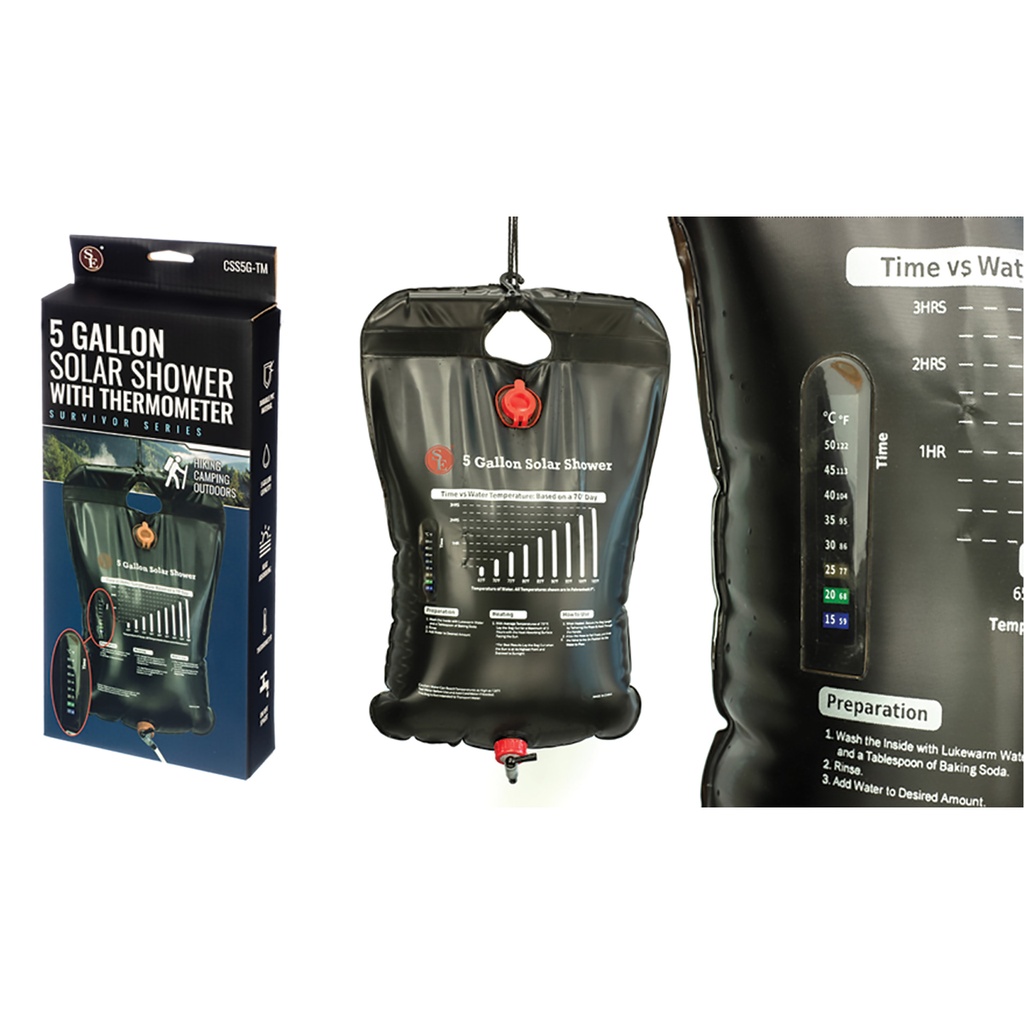 Blackbody Heat Gauge + Gravity-Fed Solar Shower - Black PVC