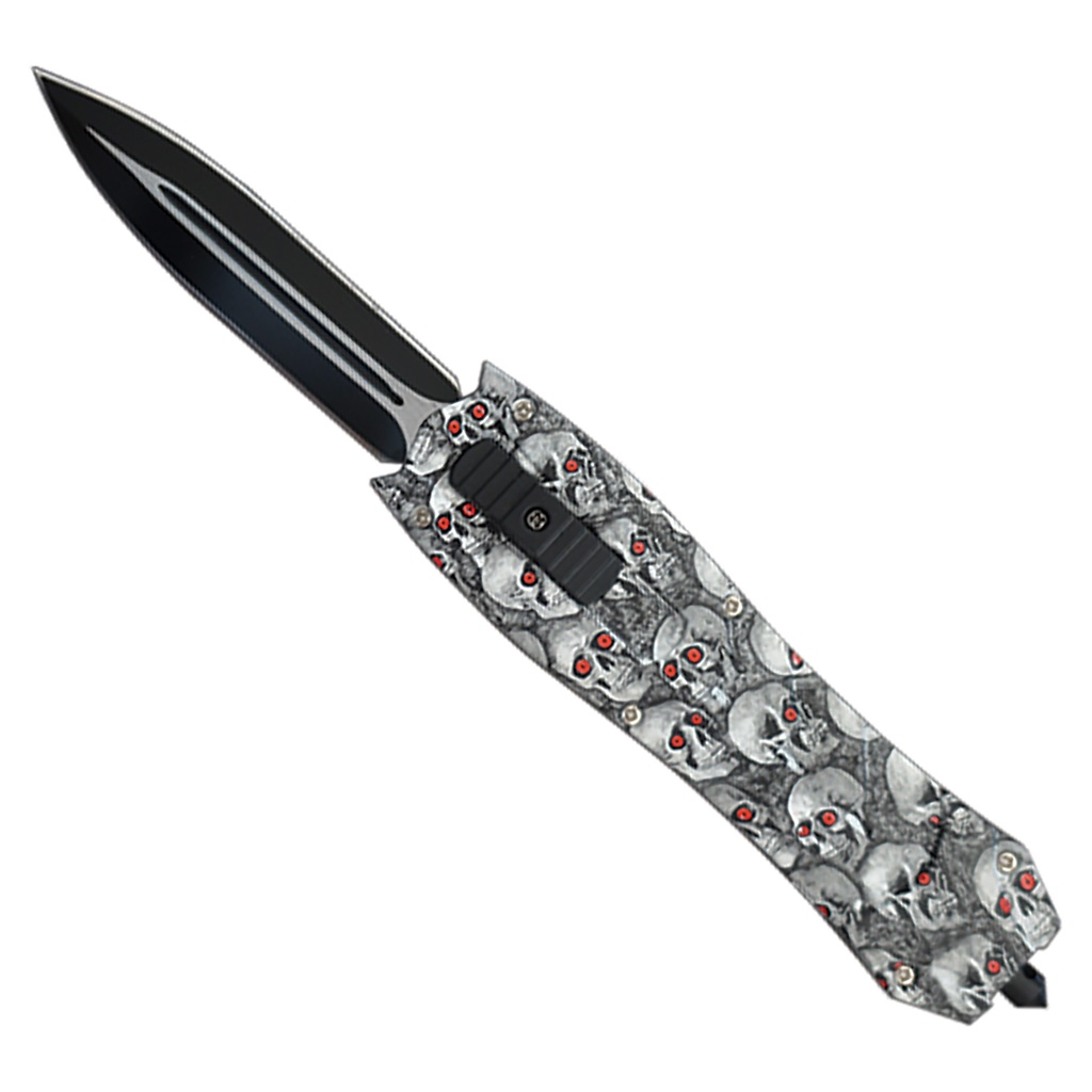 Skull Requiem Dual-Action OTF Automatic Knife - Nylon Fiber Black