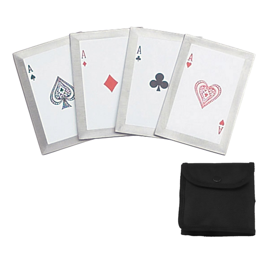 Four Aces True-Size Throwing Cards - Stainless Steel