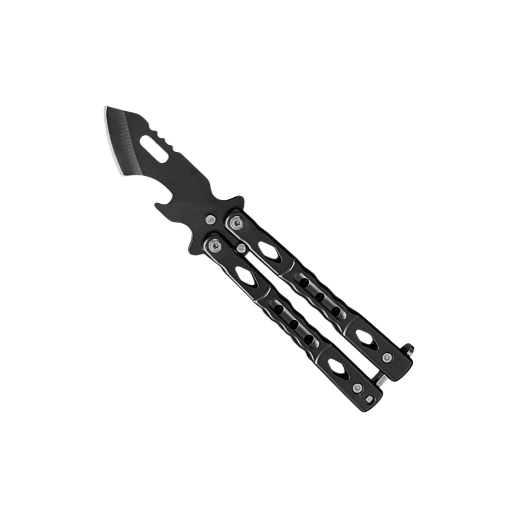 Pivot-Pop Dual-Use Butterfly Knife - Matte Black Steel