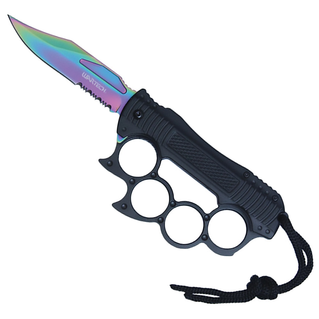 Spectrum Guard Rapid-Deploy Assisted Knuckle Knife - Rainbow Steel