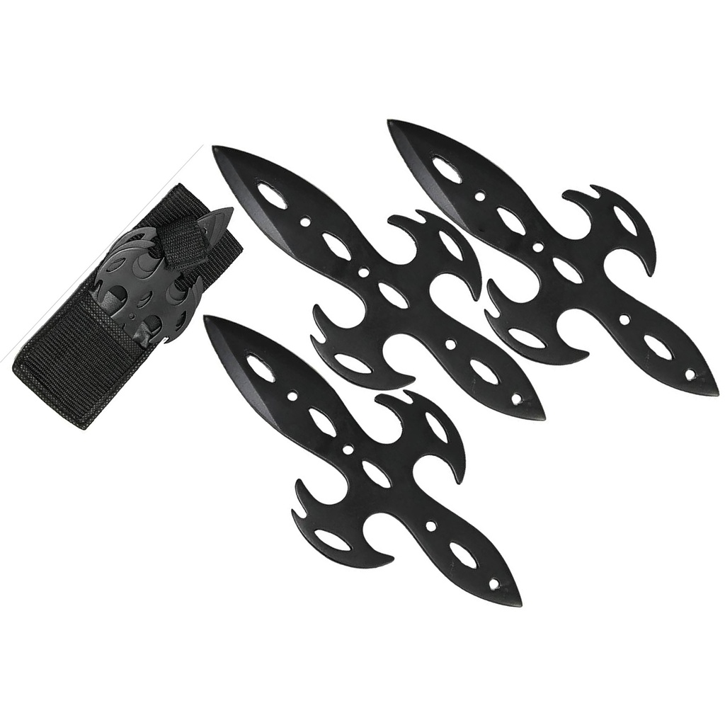 Shadow Flame Warrior Throwing Knife Set - Black Stainless