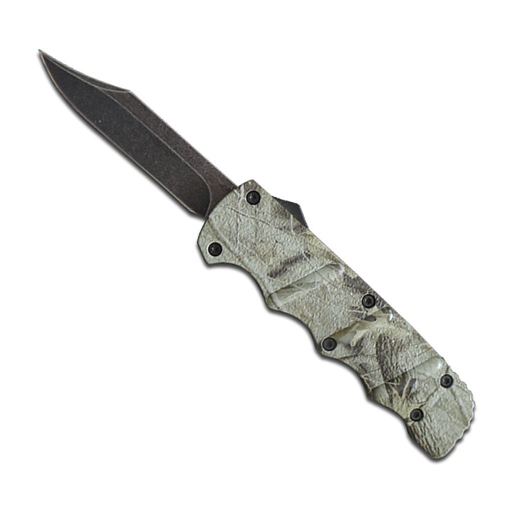 Bowie Blade OTF Knife - Green Leaf Camo