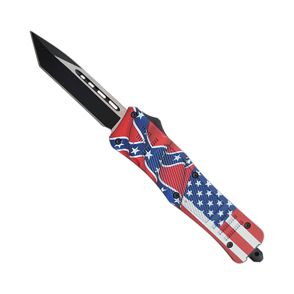 CSA/USA Flag OTF Knife with Tanto Blade - Medium