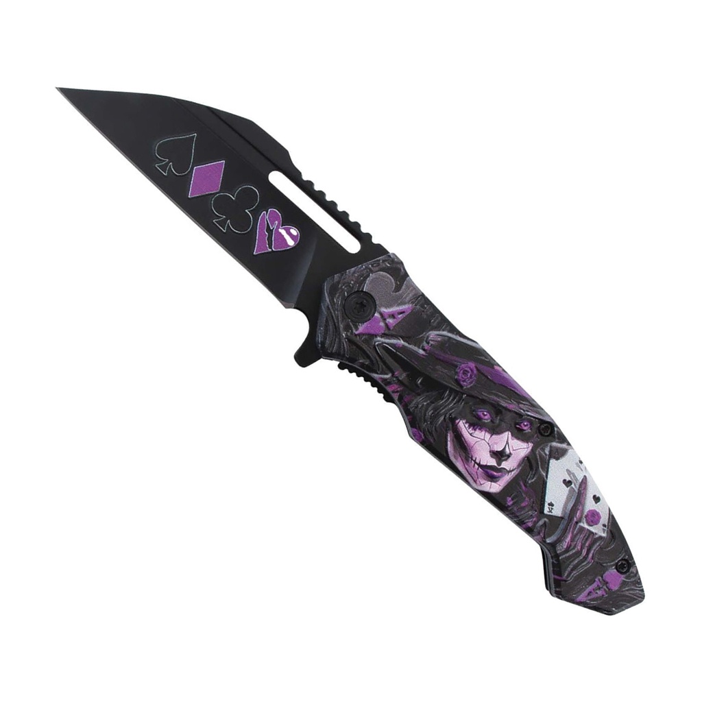 High-Stakes Gambler Assist-Open Folding Knife - Purple