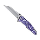 Venom Kiss Skull-Engraved Spring-Assisted Knife - Purple Aluminum