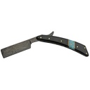 6.25" Damascus Razor with Horn and Turquoise Handle